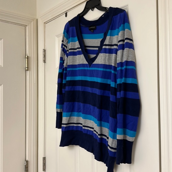 Lane Bryant Multistripe VNeck Sweater Gorgeous Soft Material Plus 22/24 - Picture 3 of 6